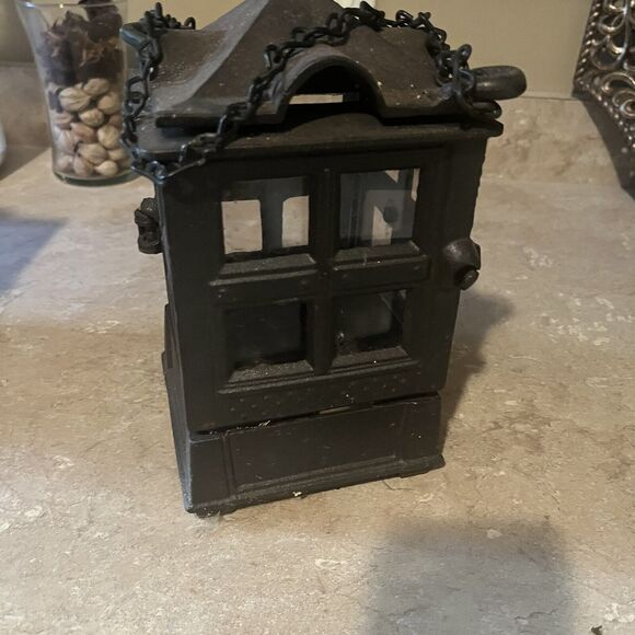Vintage JOHN WRIGHT 1988 Cast Iron Candle Holder 9 In. Antique Style Lantern - Picture 4 of 9